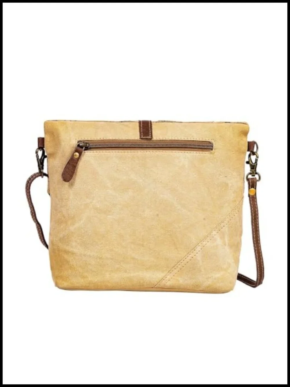 Upcycled Canvas & Leather Crossbody Bag with Floral Pattern